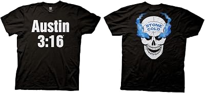 Ripple Junction Stone Cold Steve Austin 3:16 with Blue Smoking Skull Mens Black Shirt