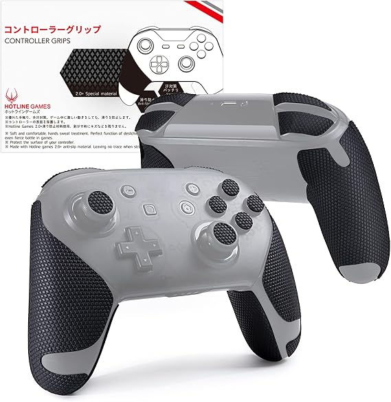 HOTLINEGAMES Controller Grips Compatible with Nintendo Switch Pro, Switch Controller Accessories, Skin Kit, Anti-Slip Grip Tape, Sweat-Absorbent, Easy to Apply (Handle Grips+Buttons+Triggers)