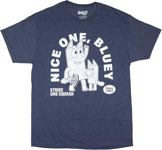 Bluey Shirt Men's Nice One Strike and Squash Adult Short Sleeve Graphic Tee for Men and Women
