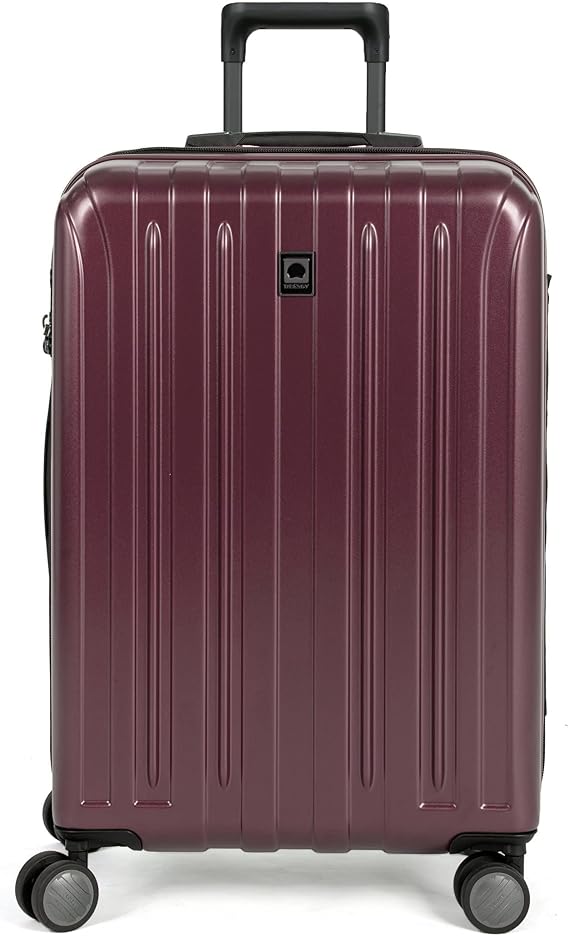 DELSEY PARIS Titanium Hardside Expandable Luggage with Spinner Wheels Checked Luggage, Purple, Checked-Medium 25 Inch