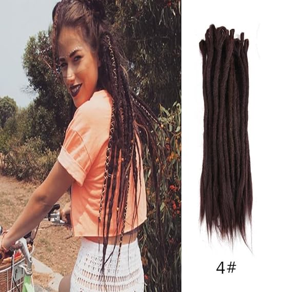 HAIQUAN Handmade Dreadlocks Extensions Reggae Hair Dark Brown 20" Soft Faux Locs Crochet Twist Braiding Hair 5 Strands