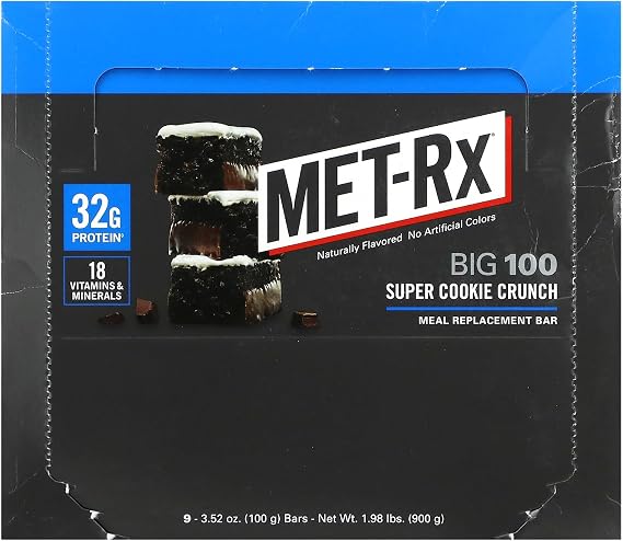 MET-Rx Big 100 Colossal Meal Replacement Bar Super Cookie Crunch 9/3.52 Ounce
