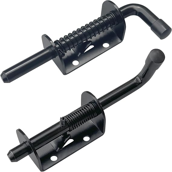 2 PCS Heavy Duty Spring Bolt Latches Black Gate Latch, Loaded Door Latch