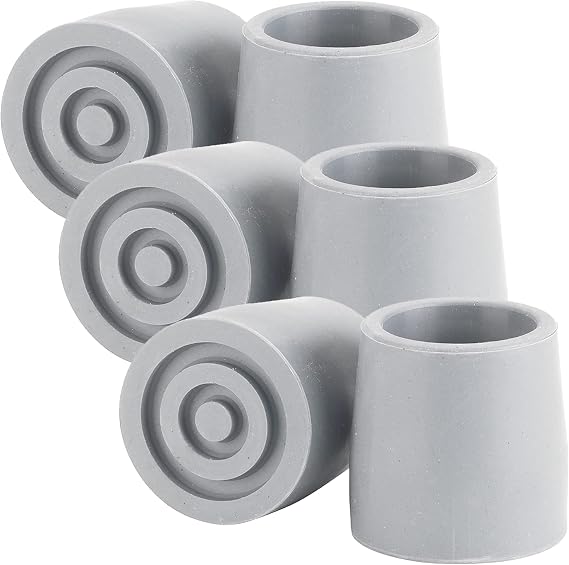 SkyMed 1-1/8'' Walker/Commode Replacement Tips, Gray, 6 Count