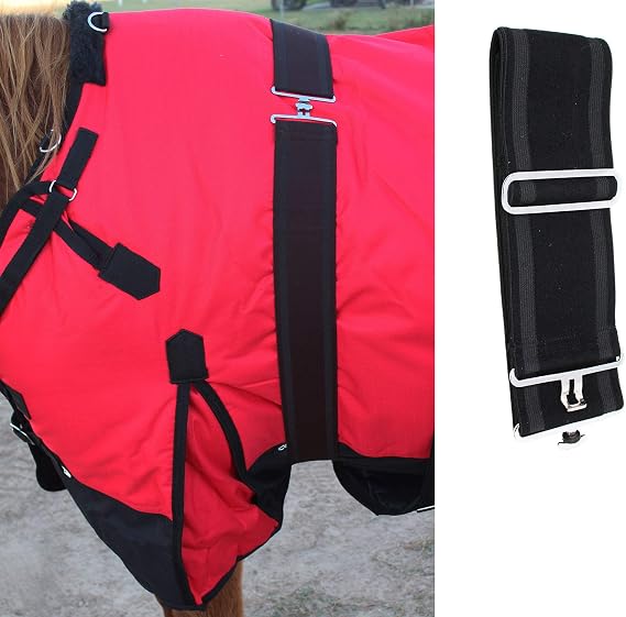 Horse Blanket Sheet Cooler Adjustable Elastic Surcingle Black 403EE01BK