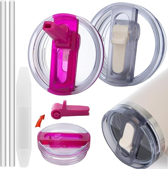 2 Pics Leakproof 40oz Tumbler lid for Stanley Quencher Protour BPA Free Spill Sproof Cup Top Replacement Lid Detachable Cover Stanley Cup Accessories(40OZ NEW Cream&Rose pink)