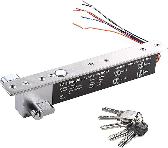 UHPPOTE Electric Drop Bolt Latch Lock with Key Heavey Duty Fail Safe 12V