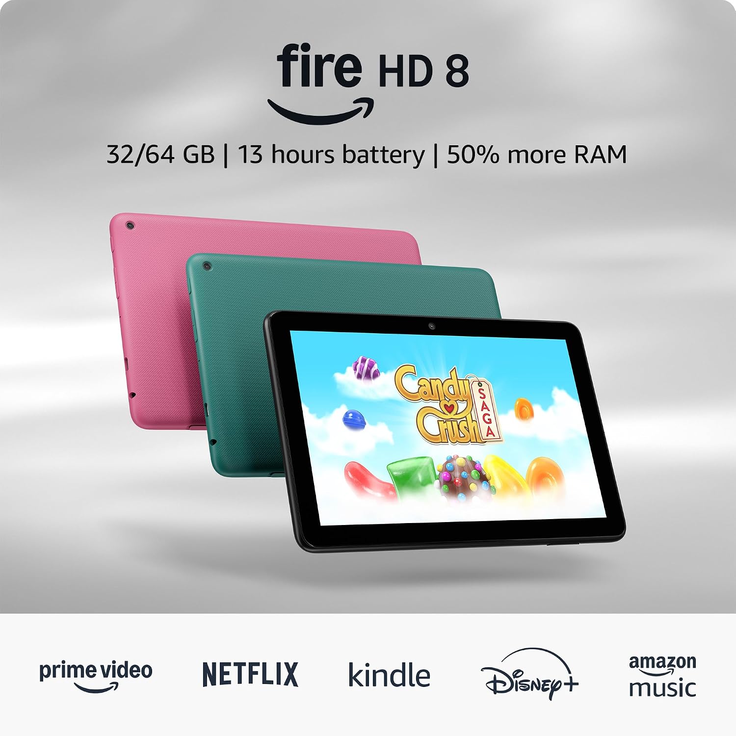 Amazon Fire HD 8 tablet (newest gen), 8" HD Display, 4 GB memory, 64 GB, responsive and vibrant, designed for portable entertainment, Black, (2024 release) – without ads