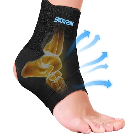 Ankle Support Brace for Sprained Ankle & Ligament Damage, Sports Protect, Plantar Fasciitis, Achilles tendonitis, Injury Recovery, Adjustable Ankle Brace Wrap Strap for Men and Women (M)