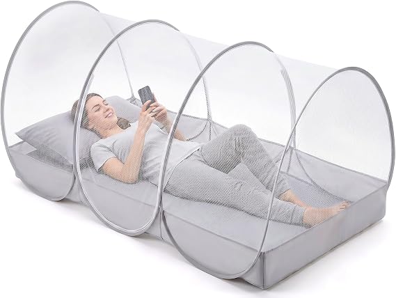 Orzbow Large Mosquito Net | Portable Pop Up Mosquito Tent for Insect | Fly & Bug Protection with Charging Cable Access and Storage Pocket for Bed, Camping, Travel, Outdoor, 74.8" x 35.4" x 33.4"
