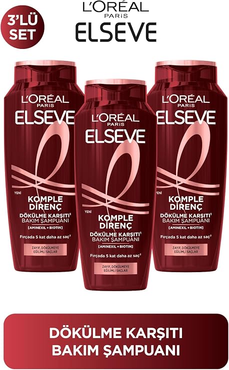 Elseve 3'Lü L'Oréal Paris Elseve Komple Direnç Dökülme Karşıtı Bakım Şampuanı 400 Ml 3 Adet Ürün
