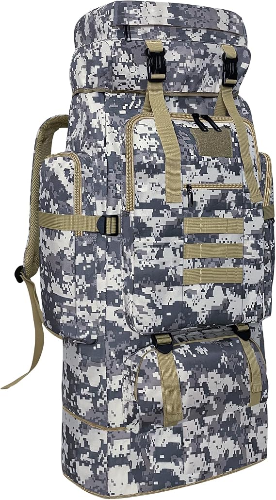 100L Hiking Backpack Camping Rucksack, 100 liters Large Capacity Outdoor Knapsack Travel Climbing Mountaineering Carry On Backpack Bag, Trekking Backpacking for Men Women, City Camo