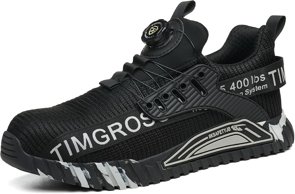 Safety Shoes, Work Shoes, Dial Type, Men's, Women's, Steel Toe, Lightweight, Breathable, Anti-Slip, Work Shoes, Abrasion Resistant, Safety Sneakers