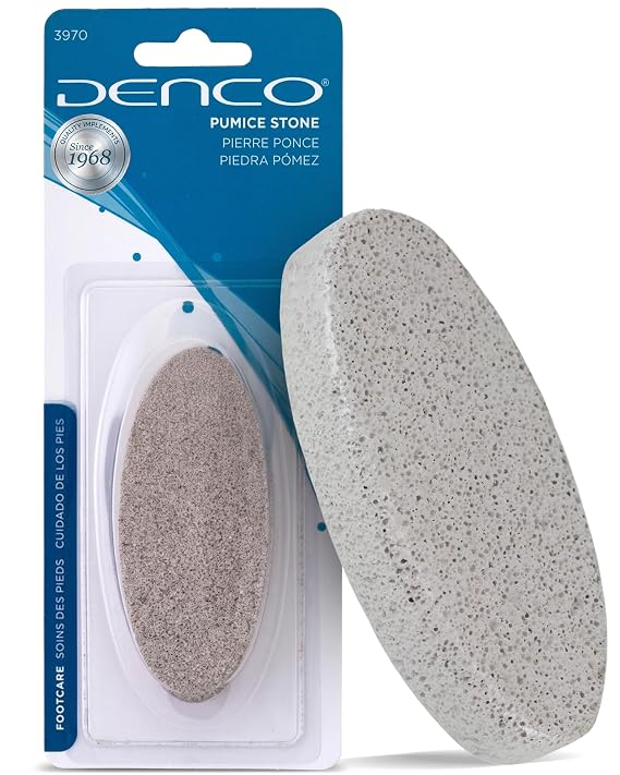 Denco Pumice Stone Callus Remover for Feet, Natural Foot Scrubber for Dead Skin Removal, Smooths Rough Dry Skin on Heels & Hands, Easy Exfoliating Stone for Home Pedicure & Foot Care