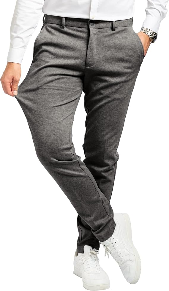 Performance Pants for Men, Slim Fit, Stretch - Comfortable and Modern Mens Trousers with Stretch for Suits, Business, Casual, Golf, Office