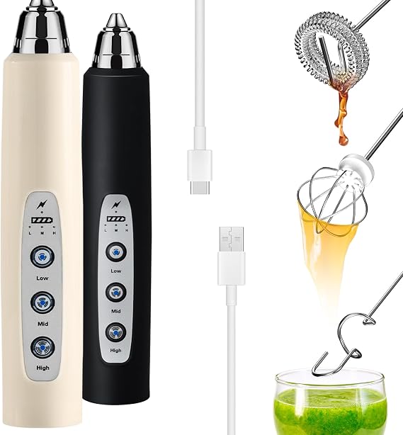 Beige+Black Milk Frother Set