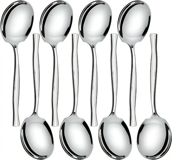 8 Pcs Stainless Steel Serving Spoon, Large Buffet Serving Spoon | Spoons Silverware Set