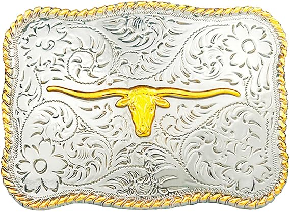TOPACC Western Belt Buckle for Men Cowboy Longhorn Buckle Cowgirl Rodeo Buckle 1.5 Inches Novelty Belt Buckle Christmas Gift