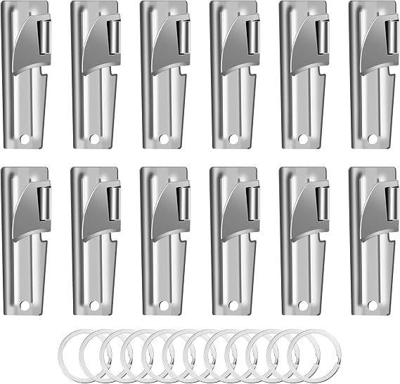 12 Pieces Military Can Opener, P51 Can Opener Military with Key Rings, Stainless Steel Can-Openers, Portable Can Openers for Traveling, Camping, Army Survival
