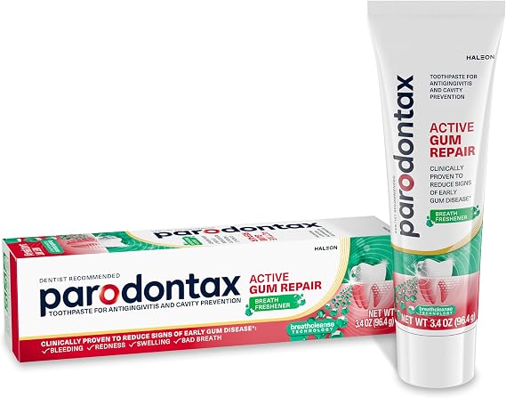 Parodontax Active Gum Repair Breath Freshener Toothpaste, 3.4 oz | Help Reverse The 4 Signs Of Early Gum Problems, Supports Healthy Gums And Bad Breath Protection