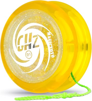 MAGICYOYO Toys Looping Yo-Yo, D1 Responsive Beginner Yoyo with Strings, Plastic Body and Great for String Tricks for Advance Players to Perform Like Pros  Extra 3 Strings -Glitter Crystal Yellow