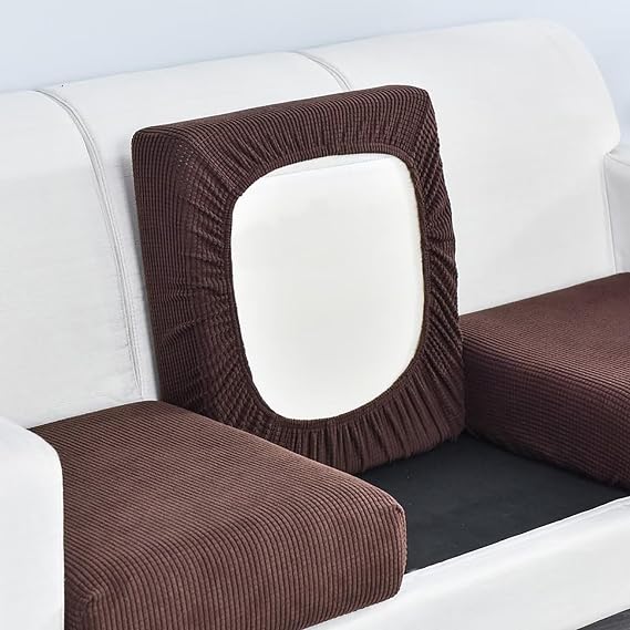 Sofa Seat Cushion Cover, Stretch Sofa Seat Cover, Fitted Universal Couch Cover, Non-Slip Sofa Slipcovers Velvet Sofa Covers Replacement for Individual Cushion(Großer 1-Sitzer, Dark Coffee)