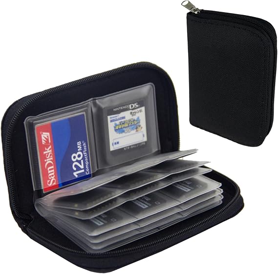 SD Card Holder,SD Card Case,Memory Card Case,SD Card Organizer Storage | Portable 22 SD Card Holder for 18 SD and 4 CF (Black / 22 Slots - 2 Pack)