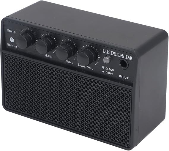 Electric Guitar Amp 10 Watt Amplifier with BT, Headphone Jack, and Rechargeable Battery Portable Amp for Desktop and Practice
