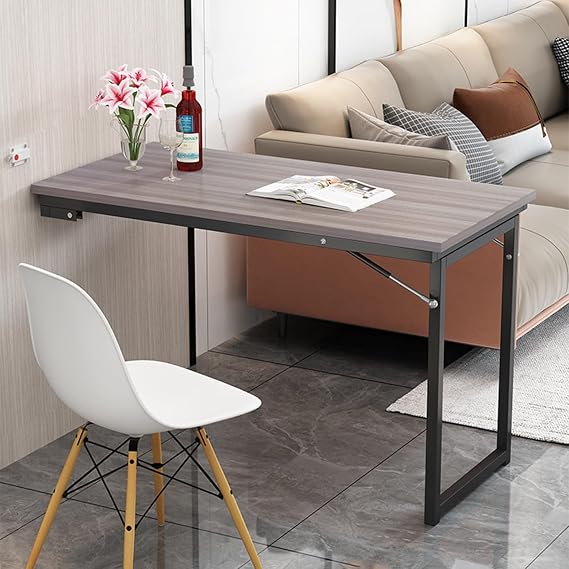 Wall Folding Desk,Folding Dining Table, Floating Laptop Desk,Fold-Down Work Table,Collapsible Folding Workbench,for Laundry Room Garage Home Office (100×50×75cm)