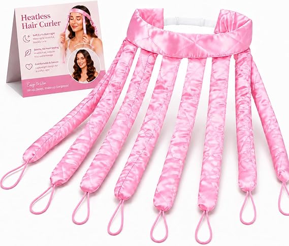Ezranova Octopus Heatless Curler Hair for Overnight Styling | Curling Rod Headband, Soft No Heat Hair Curlers, Soft Sleeping Overnight Silk Ribbon Hair Rollers