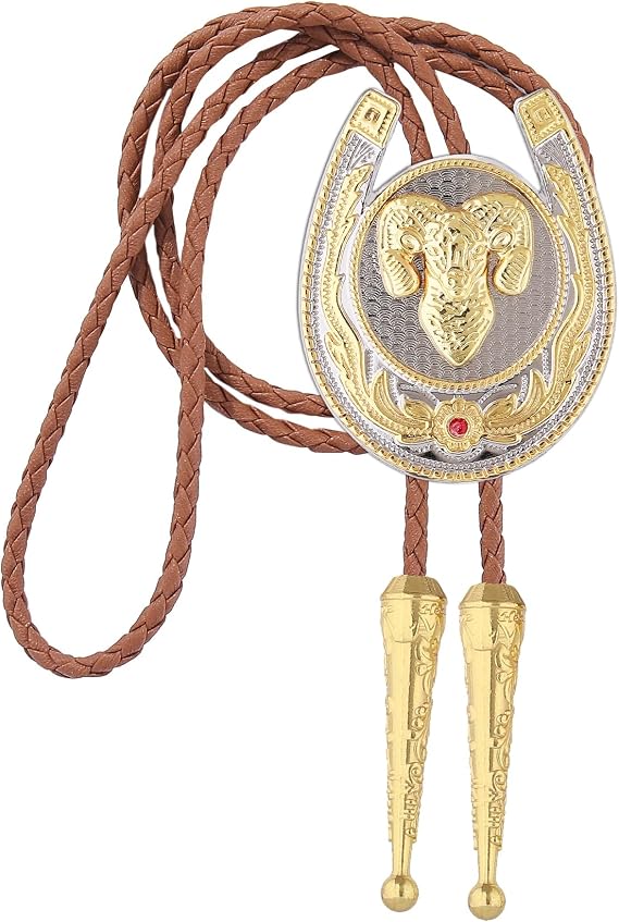GelConnie Brown Bolo Tie for Men Western Cowboy Necktie Gold Mens Bolo Tie Horseshoe Shaped Vintage Silver Bolo Tie for Women