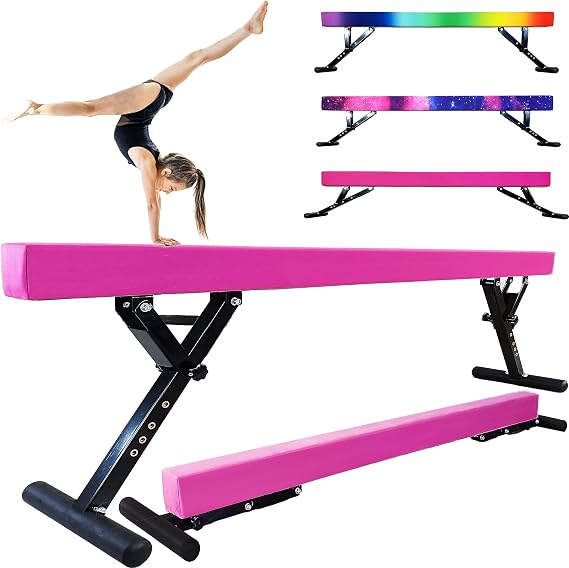 Seliyoo Adjustable Balance Beam for Kids 8ft Gymnastics Beam for All Gymnastics Levels High and Lower Floor Beam Gymnastics Equipment for Teens Adults Home and Gym