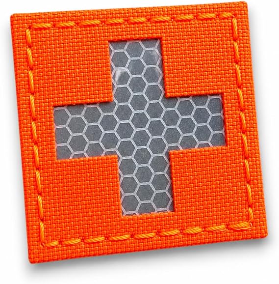 First Aid Kit IFAK IR MED Medical Cross Laser-Cut Patch Compatible with Velcro for Backpacks EMS, Patches for Bags and Tactical Hats (Blaze Orange)