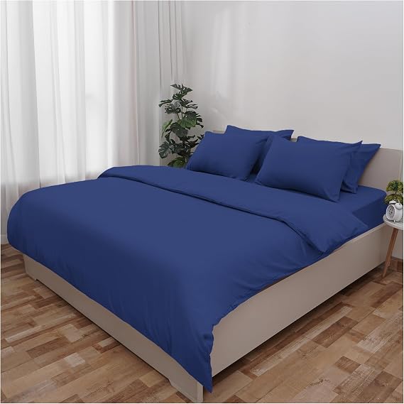 Double Bed Duvet Cover Set Royal Blue – Soft Microfibre Quilt Cover with 2 Pillowcases | Durable, Easy Care Double Bedding for Modern Bedroom Comfort