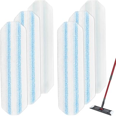 6 Pack Microfiber Replacement Mop Pads for O-Cedar H2prO Flat Mop System, Washable and Reusable Mop Pad Refills for O Cedar H2pro Flat Mop, Flat Mop Replace Heads for Wet Dry Floor Deep Clean