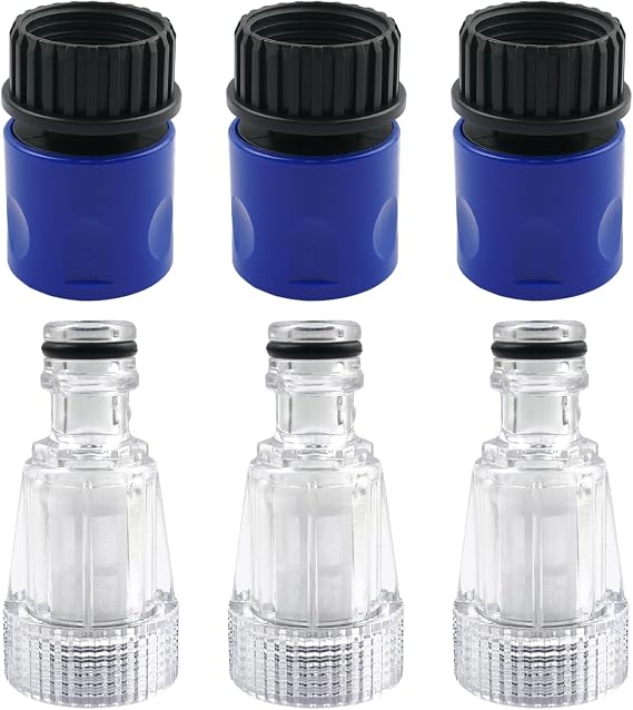 6 Pack Pressure Washer Hose Adapter 3/4 Inch Garden Hose to Pressure Washer Adapter Compatible with PW909103K Blue Pressure Washer Hose Connector