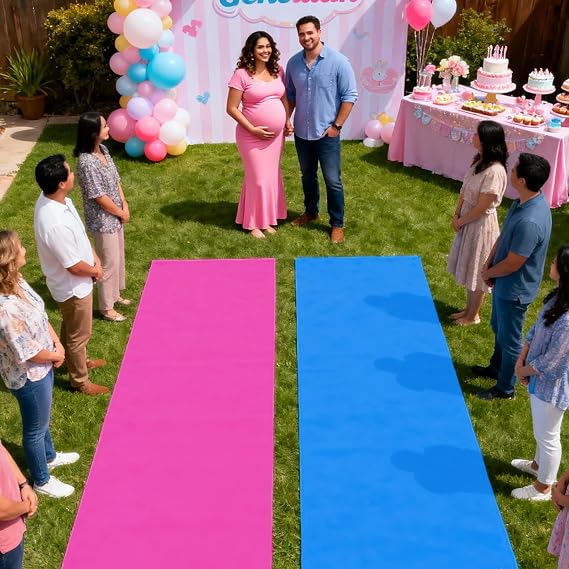 Gender Reveal Carpet, Party Decoration Pink Blue Carpet, Voting Gender Reveal Games Boy or Girl Games Baby Party Revealtion Supplies Voting Use Decor (40cm*3m)