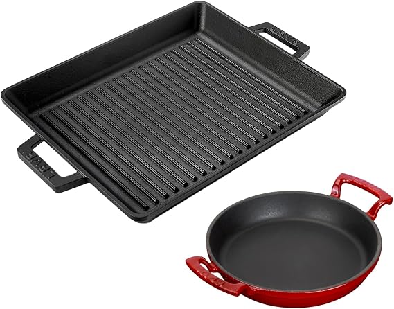 LAVA Döküm Izgara Tava 26x32 & 20 cm Sahan Set - Gerçek Izgara Lezzeti Evde