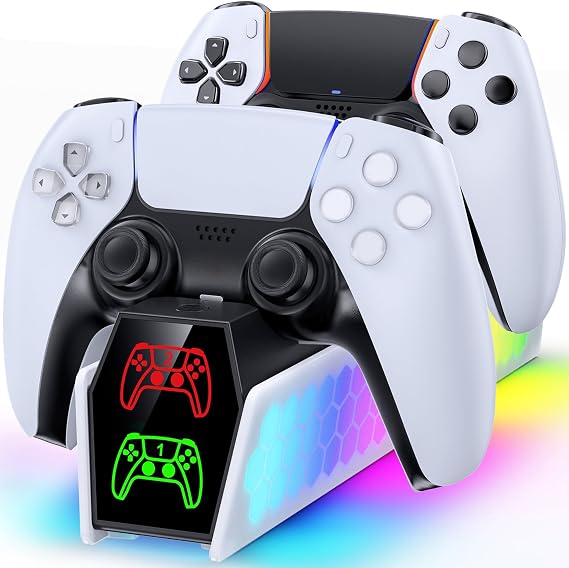 RGB PS5 Controller Charging Station for Dualsense Controller - 2 Hours Quick Charging