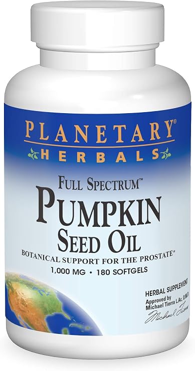 Planetary Herbals Full Spectrum Pumpkin Seed Oil, Botanical Support for The Prostate*, 1,000 mg - 180 Count | Botanical Support for The Prostate
