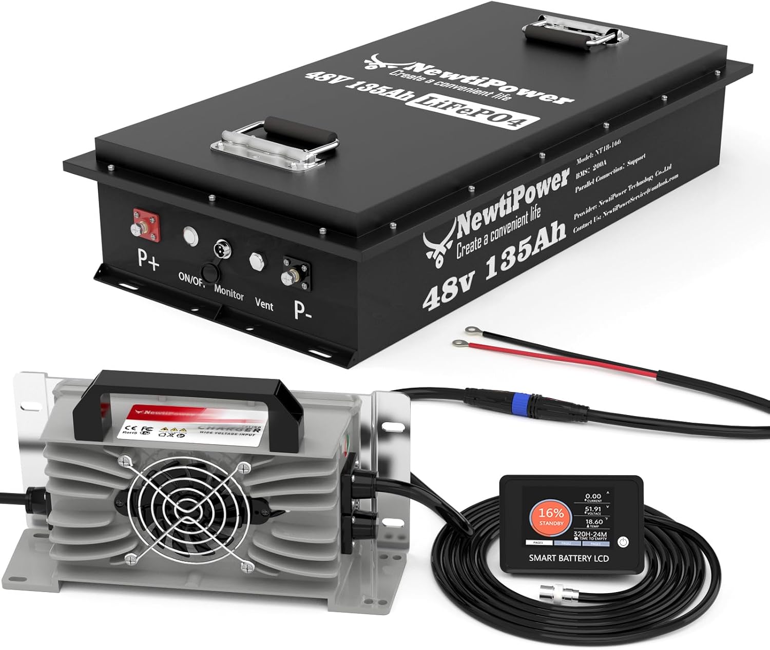 48V 135Ah Golf Cart Lithium LiFePO4 Battery with Charger and 200A BMS