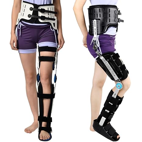 Hip Knee Ankle Foot Orthosis/Knee Ankle Foot Orthosis Brace with Walking Boots Brace for Hip Fracture Rehabilitation Equipment,Right,L