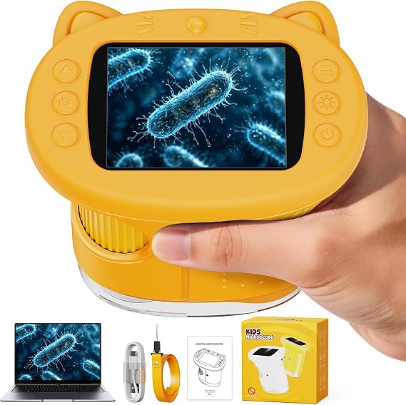 Microscope 1000x for Kids, Adventure Microscope Kids (Yellow)