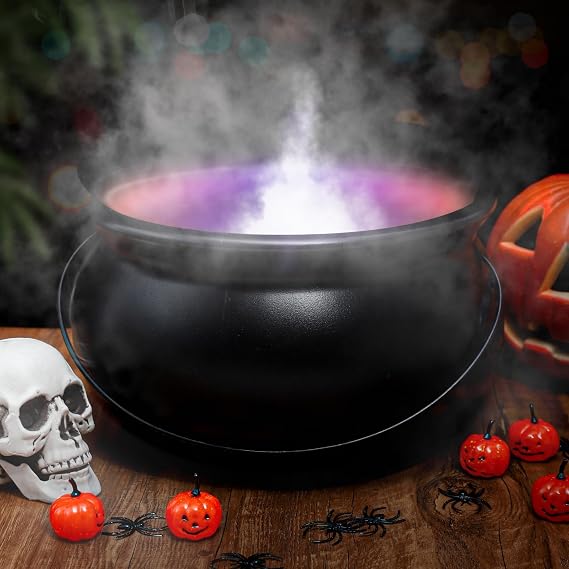 Halloween Decorations 12" Large Witches Cauldron with Mist Maker Fogger