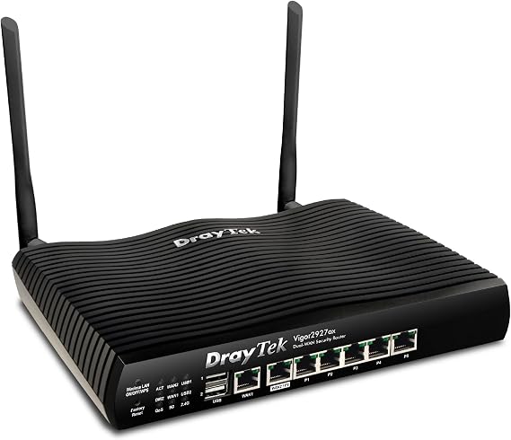 DrayTek Vigor 2927AX Dual Wan Ethernet Firewall VPN Router, WiFi 6 Dual Band Wireless, 5+1 Gigabit LAN Ports, 50 VPN Tunnels, USB Port for 3g/4g Failover, Multi WAN Connectivity, Ideal For Business. | WiFi 6 Dual Band Wireless, 5+1 Gigabit LAN Ports, 50 VPN Tunnels, USB Port for 3G/4G Failover, Multi WAN Connectivity