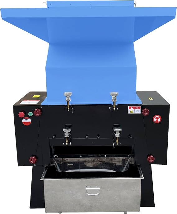 Plastic Crusher Machine Plastic Bottle Shredder Pulverizer Grinder Granulator Electric for ABS EVA PC Cellulose PVC Resin Nylon Rubber with 0.39 Inch Screen Sieve Blue Oversize 15KW 220V