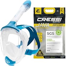CRESSI since 1946 - Java Full Face Mask - Full Face Compact Fit Snorkel Mask, Ultra Clear Anti Fog Lens, 100% Silicone, Snorkel Dry with Safety Valves