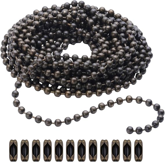 SmoTecQ Brass Fan Pull Chain Extension, 120 Inch with 12 Matching Connectors - Antique Bronze Finish