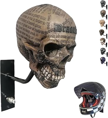 Hugetsky Motorcycle Helmet and Jacket Skull Holder, Motorcycle Helmet Skull Holder, Wall Mount Helmet Rack for Helmets, Coats, Caps, and Sports Gear Type-A