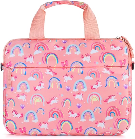 Kids Tablet Bag for Girls, Kids Tablet Carrying Case for Fire HD 10, HD 8, Fire 7 Sleeve Bag Kid Kindle Bag, iPad Bag for Kid, Rainbow Unicorn Pink